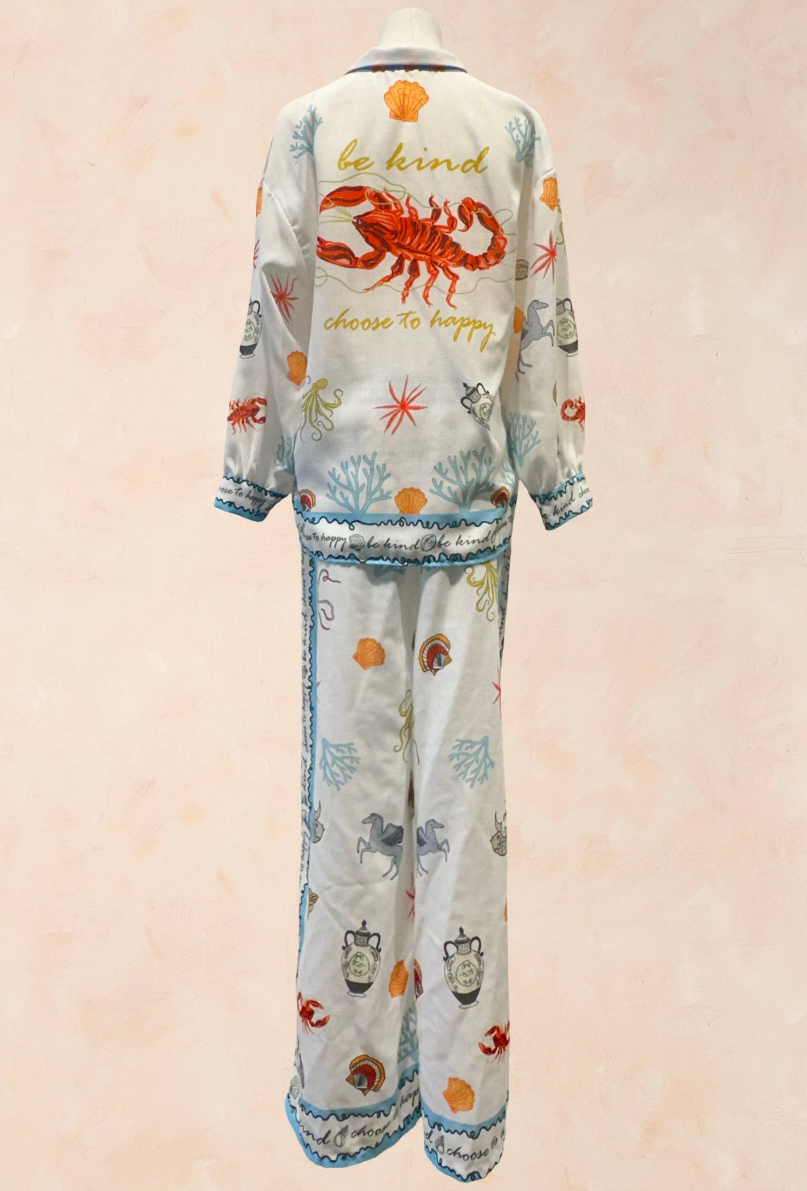 Ensemble chemise pantalon motifs marin été
