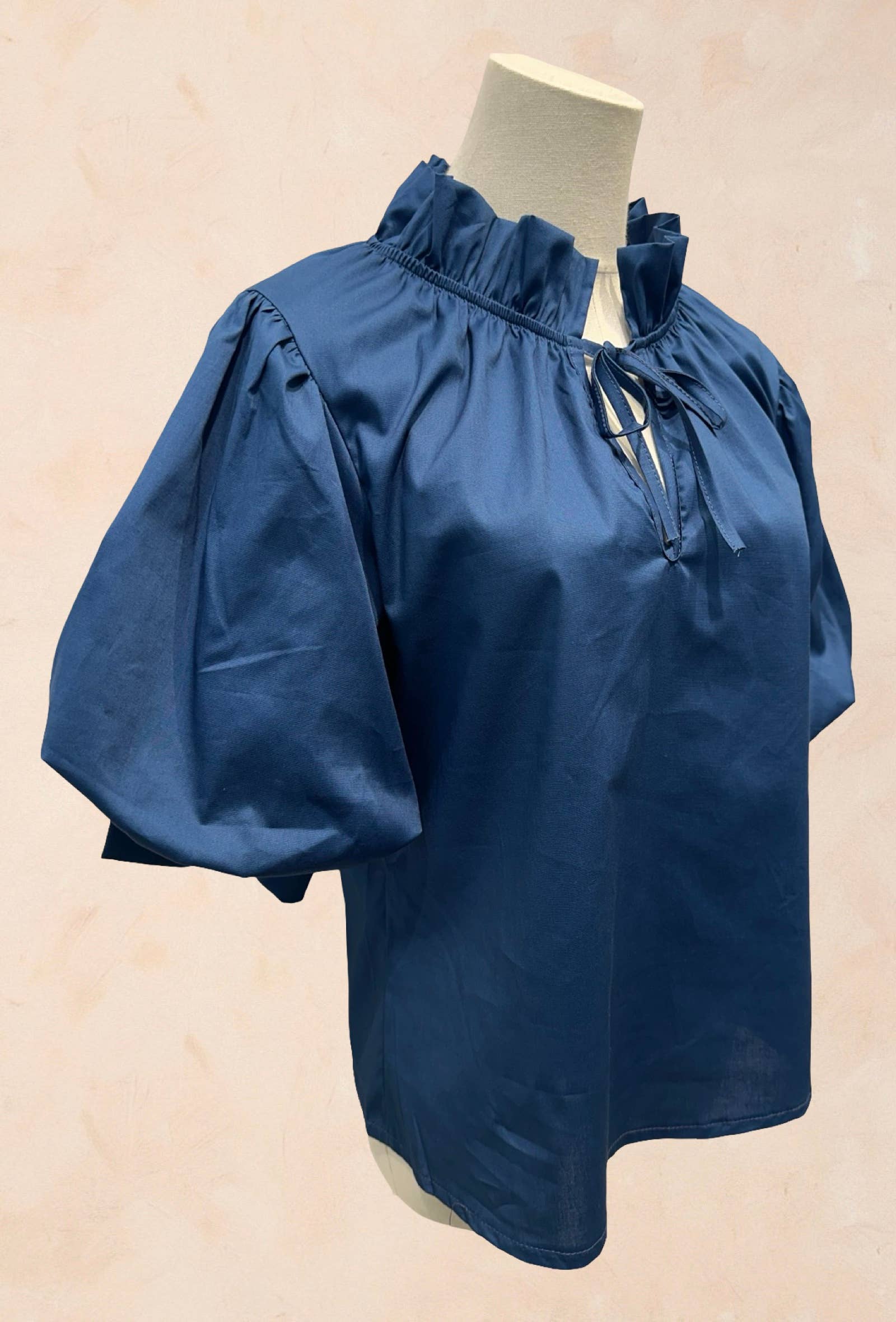 Blouse à Col Volanté et Manches Bouffantes COTON