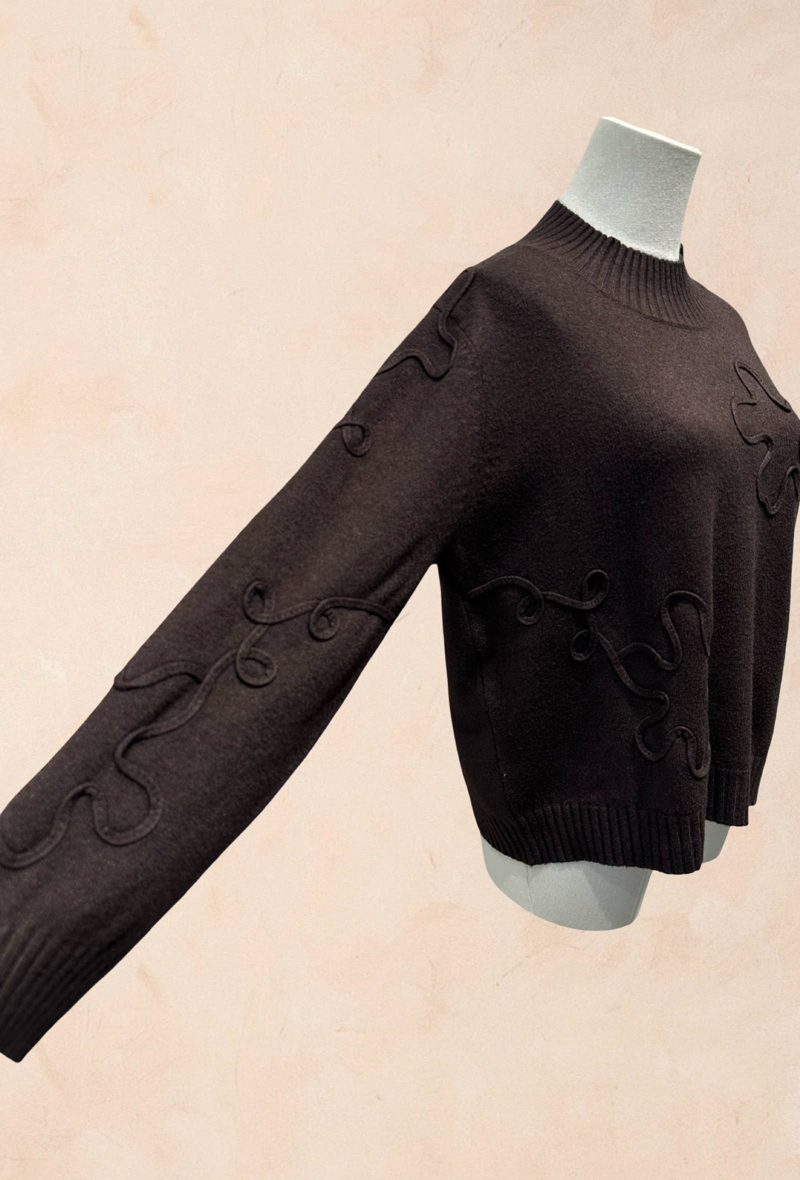 Pull Manches Longues à Motifs Reliefs Abstraits