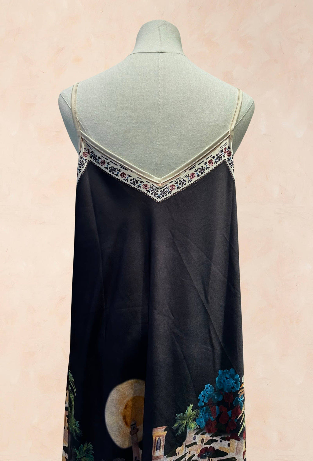 Robe bohème à bretelles – Imprimé paysage méditerrané