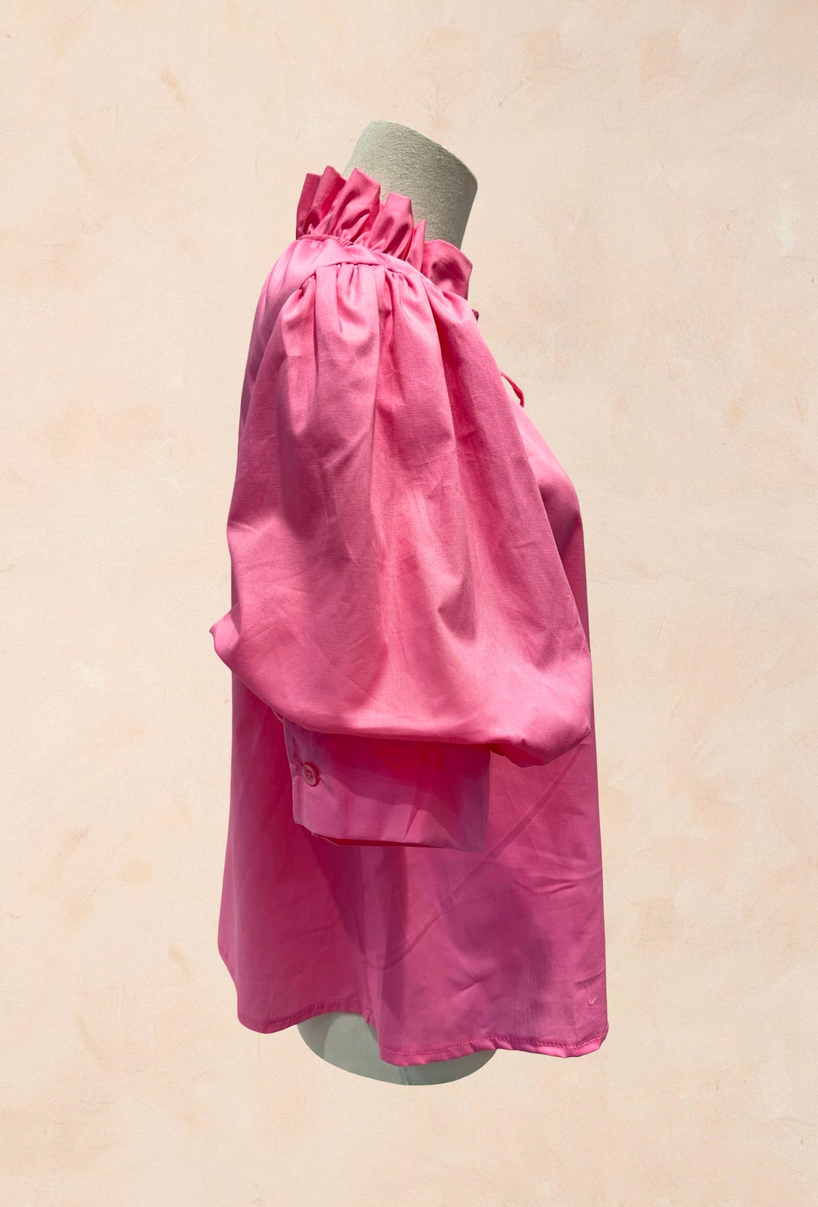 Blouse à Col Volanté et Manches Bouffantes COTON