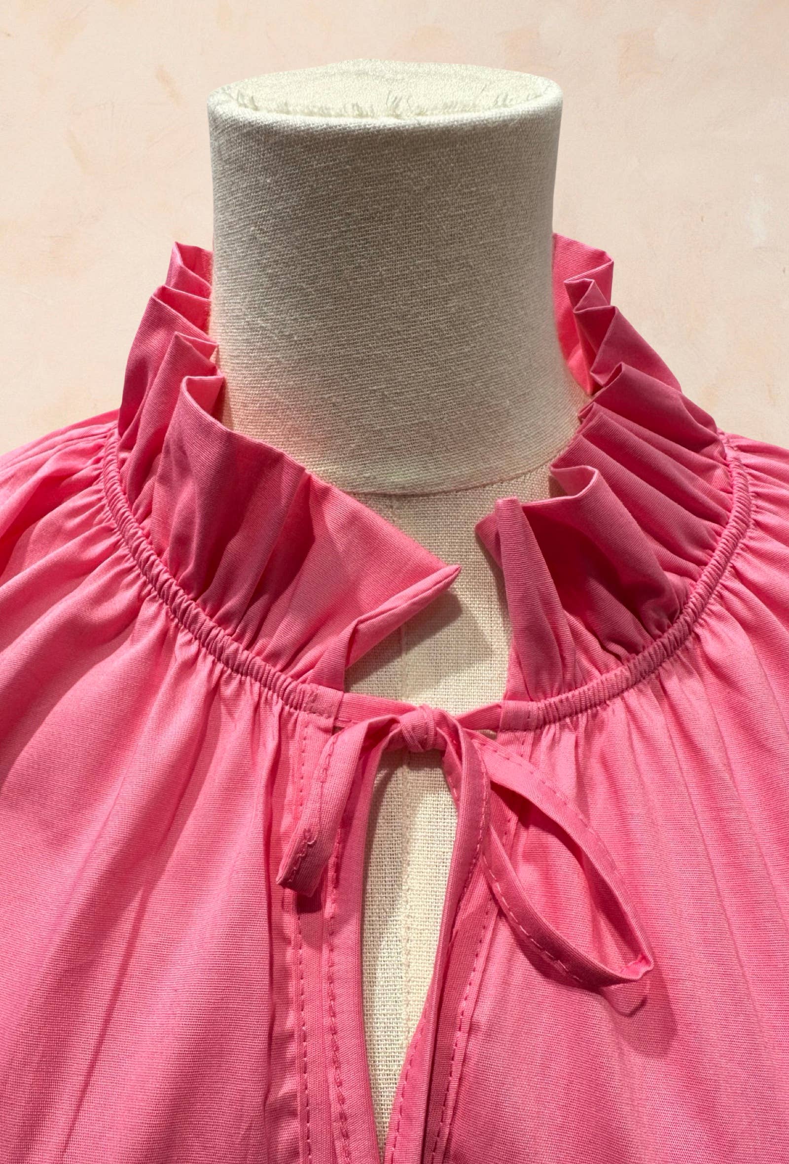 Blouse à Col Volanté et Manches Bouffantes COTON