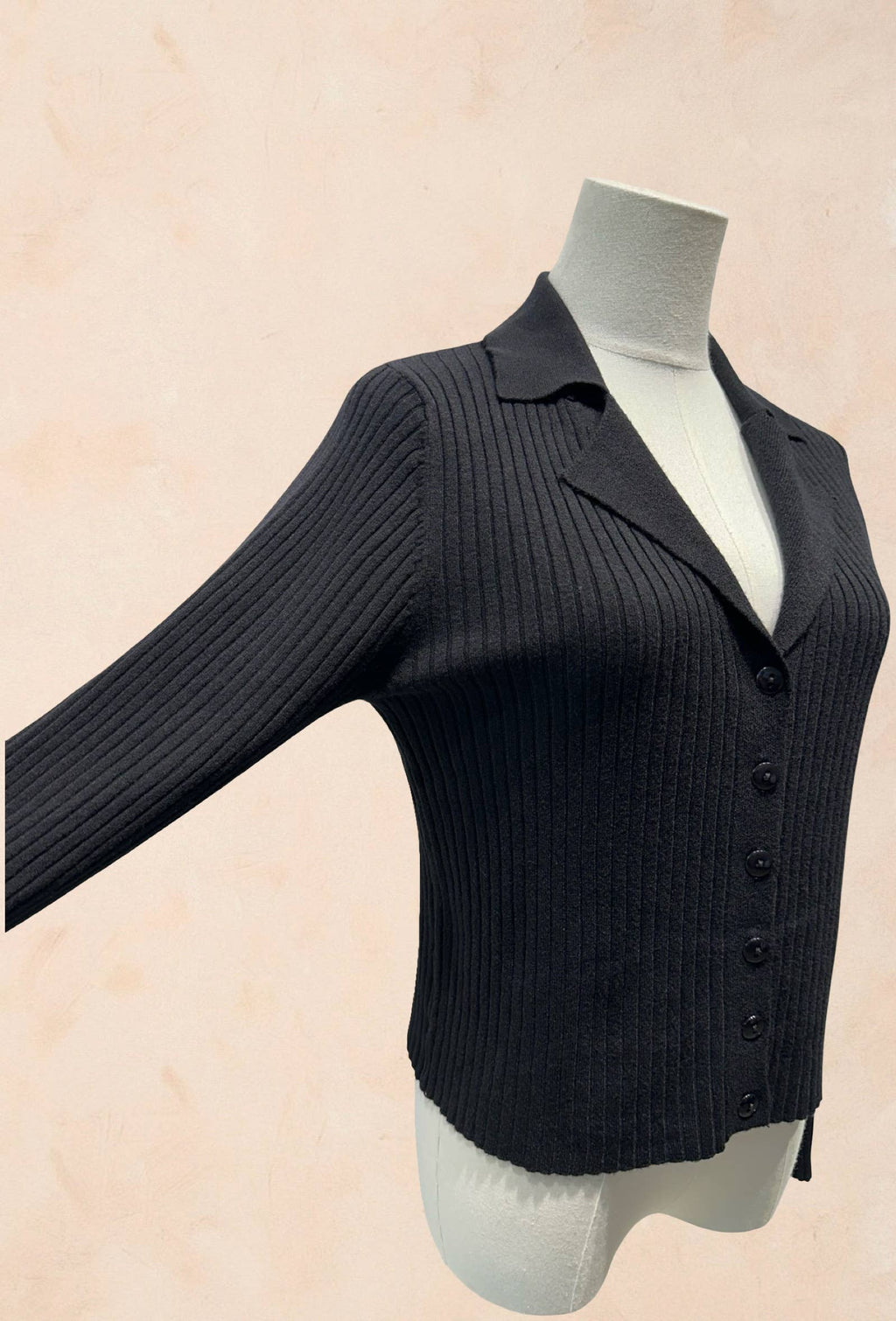 Gilet Boutonné Côtelé à Col Tailleur VISCOSE