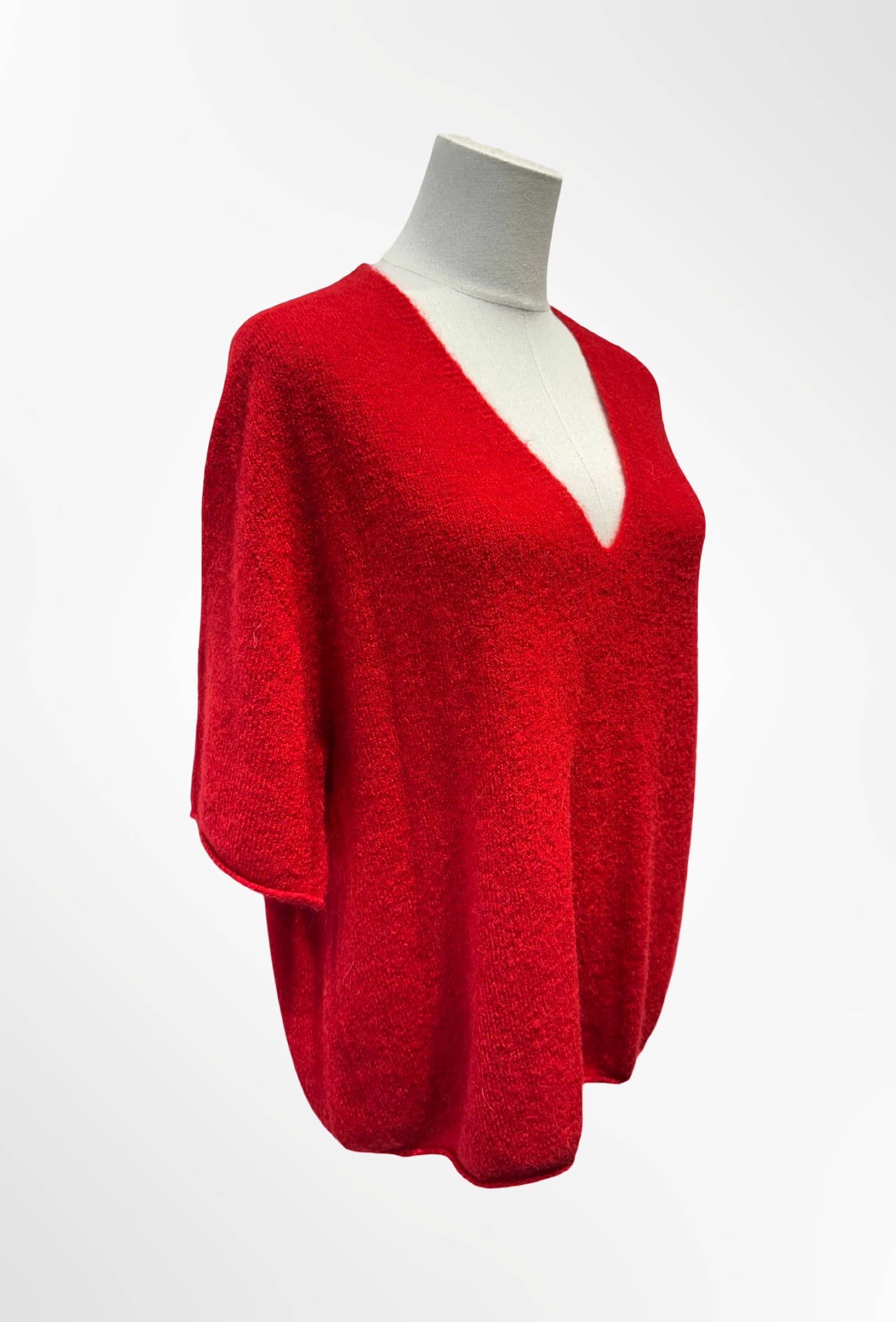 Pull col V manches courtes ALPAGA/ LAINE