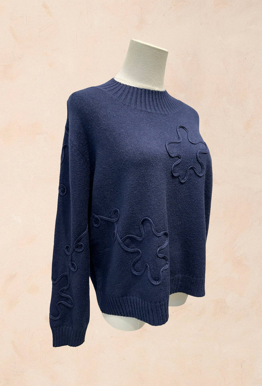 Pull Manches Longues à Motifs Reliefs Abstraits