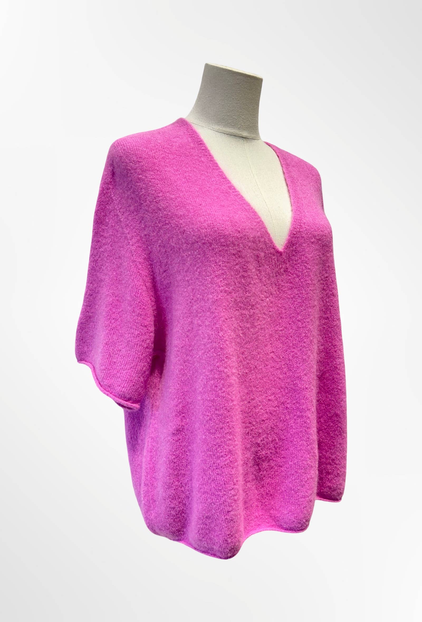 Pull col V manches courtes ALPAGA/ LAINE