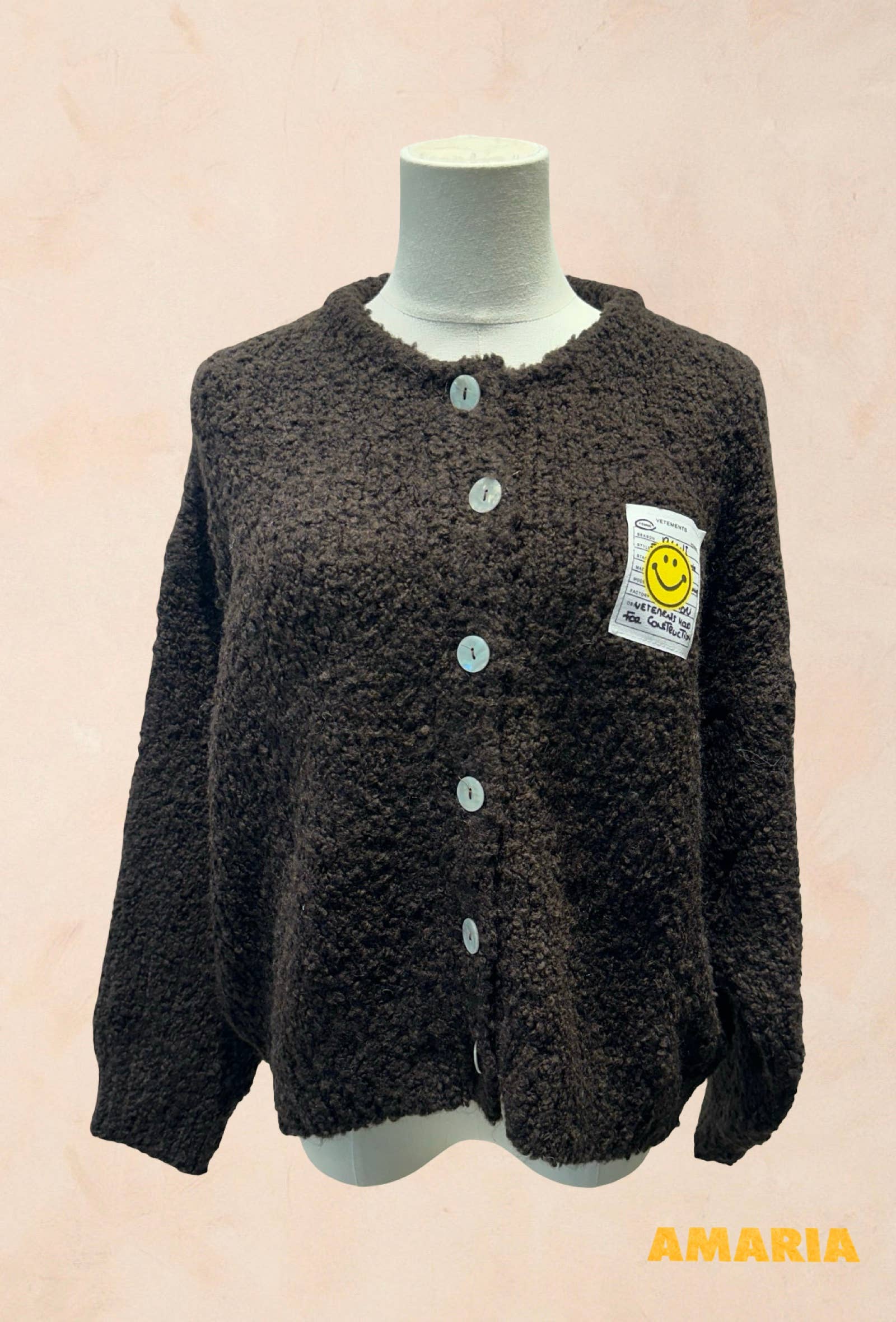 Gilet bouclette avec patch Smiley LAINE APLAGA