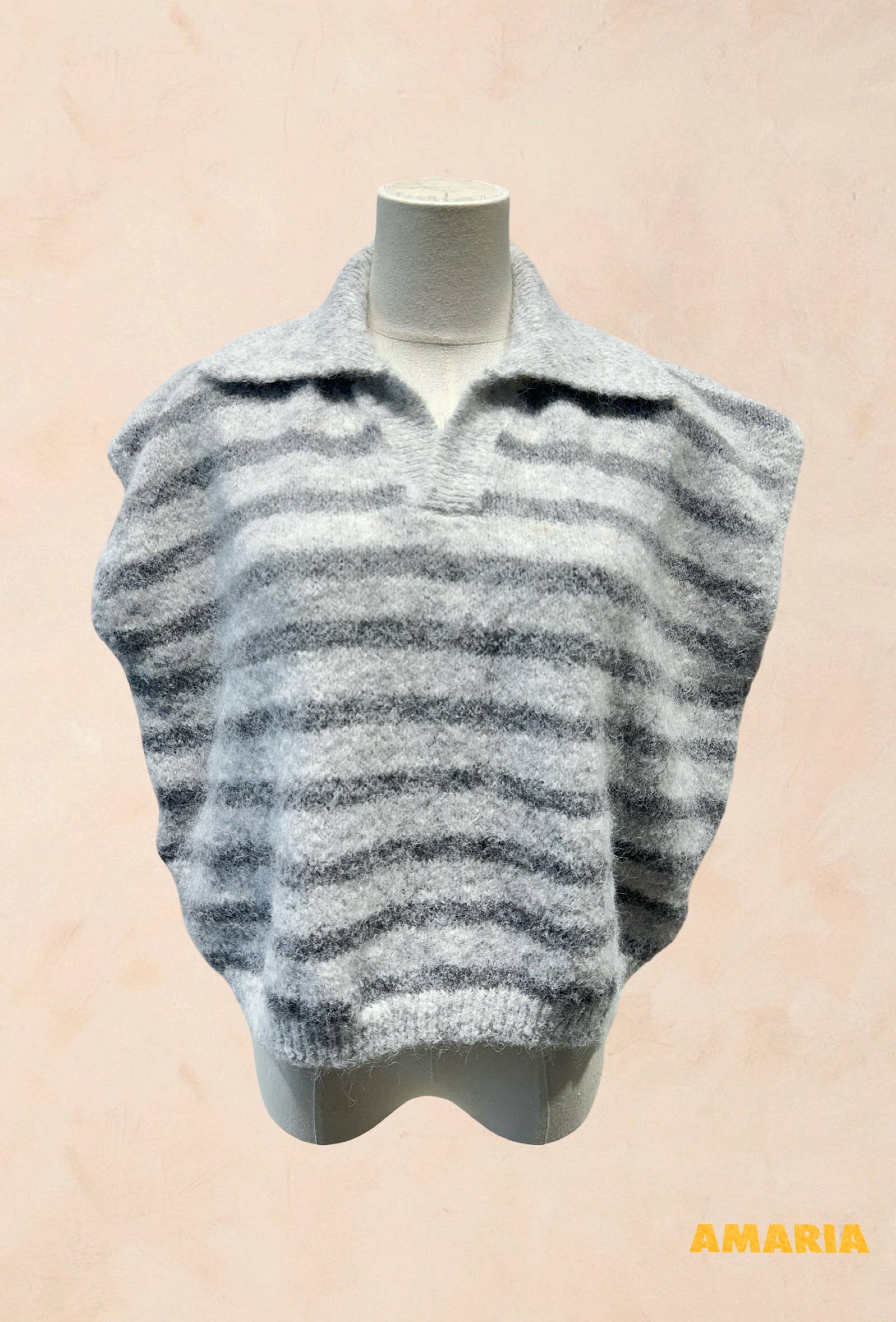 Pull sans manches à rayures avec col LAINE