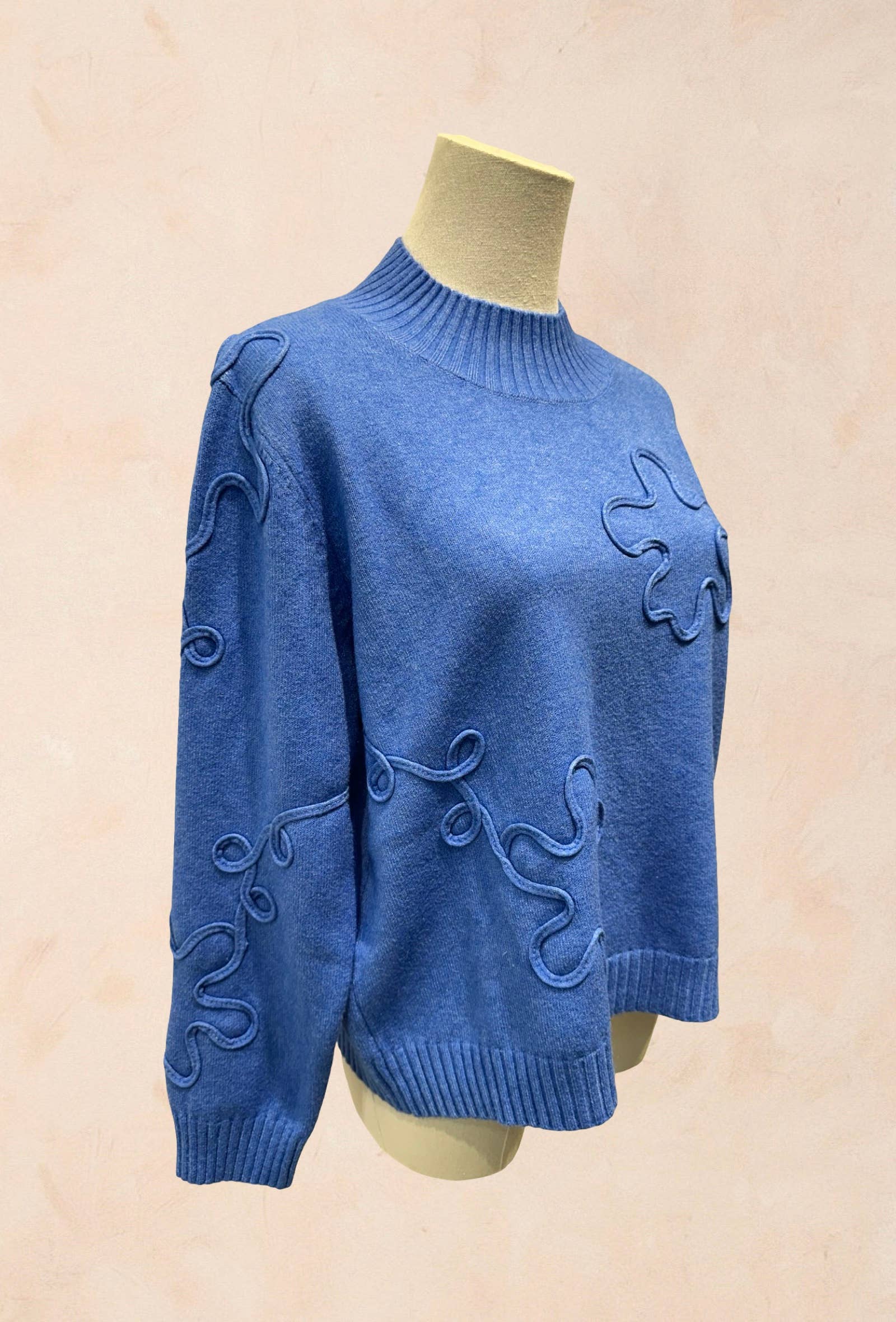 Pull Manches Longues à Motifs Reliefs Abstraits