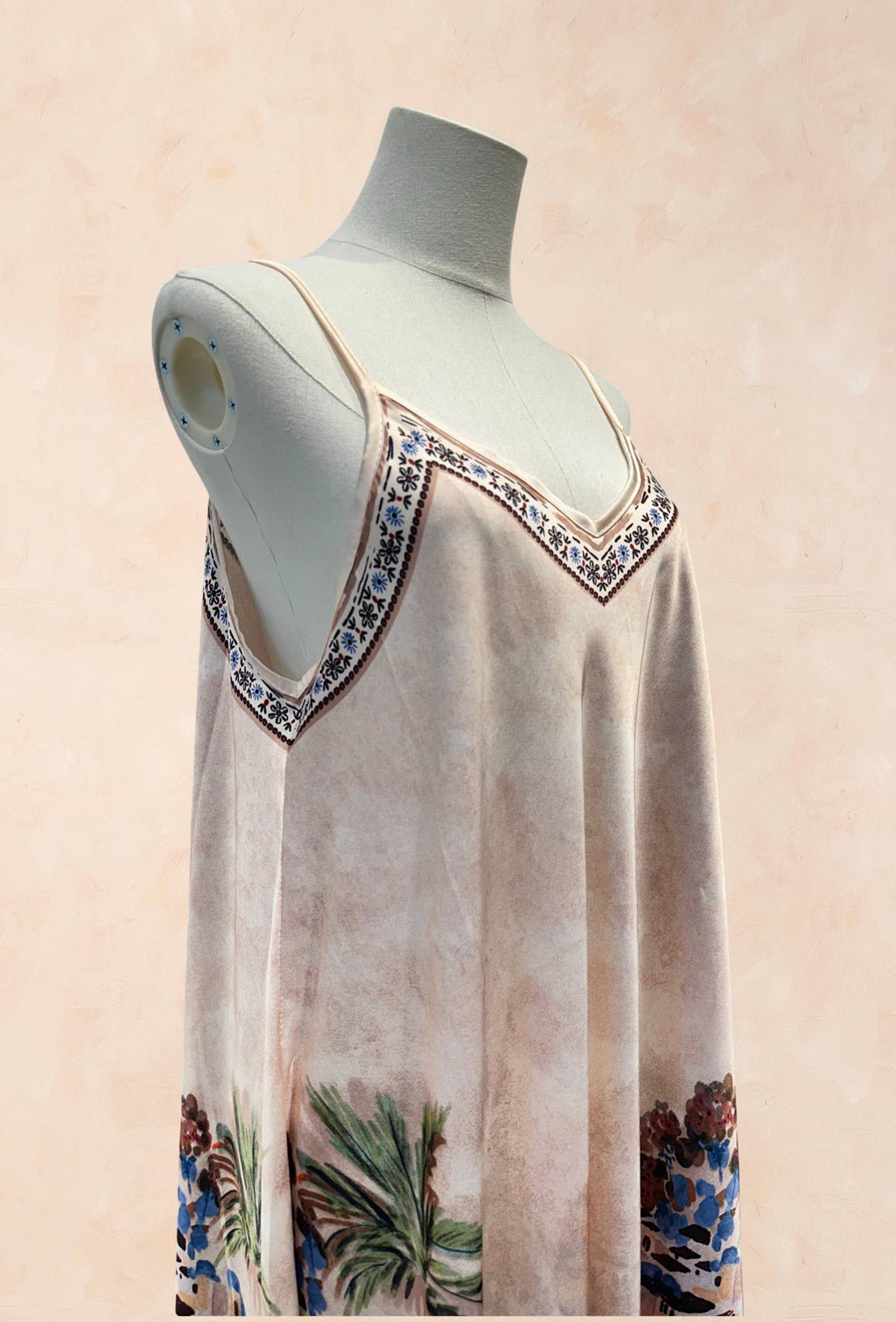 Robe bohème à bretelles – Imprimé paysage méditerrané