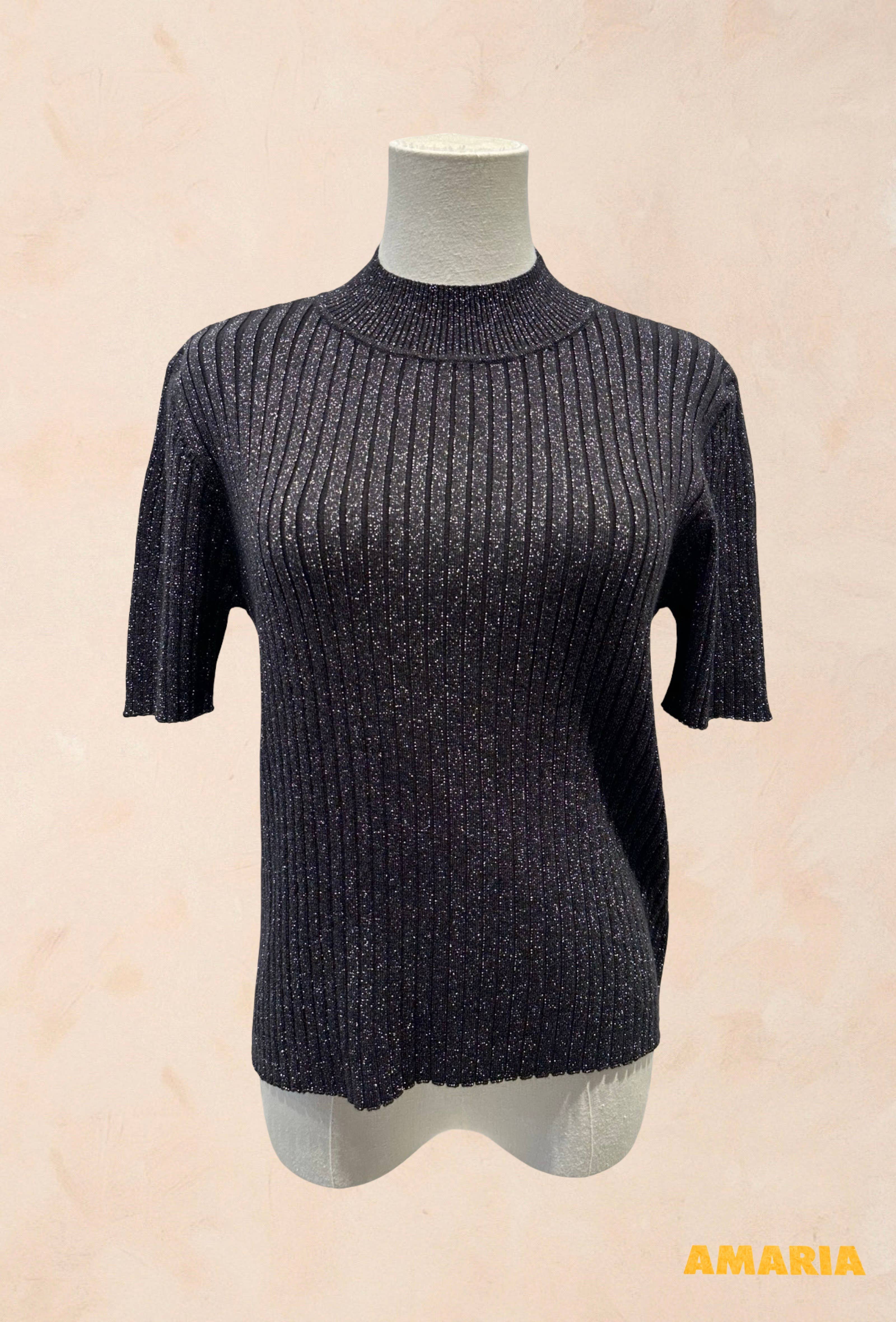 Pull Manches Courtes Côtelé Fils Lurex VISCOSE