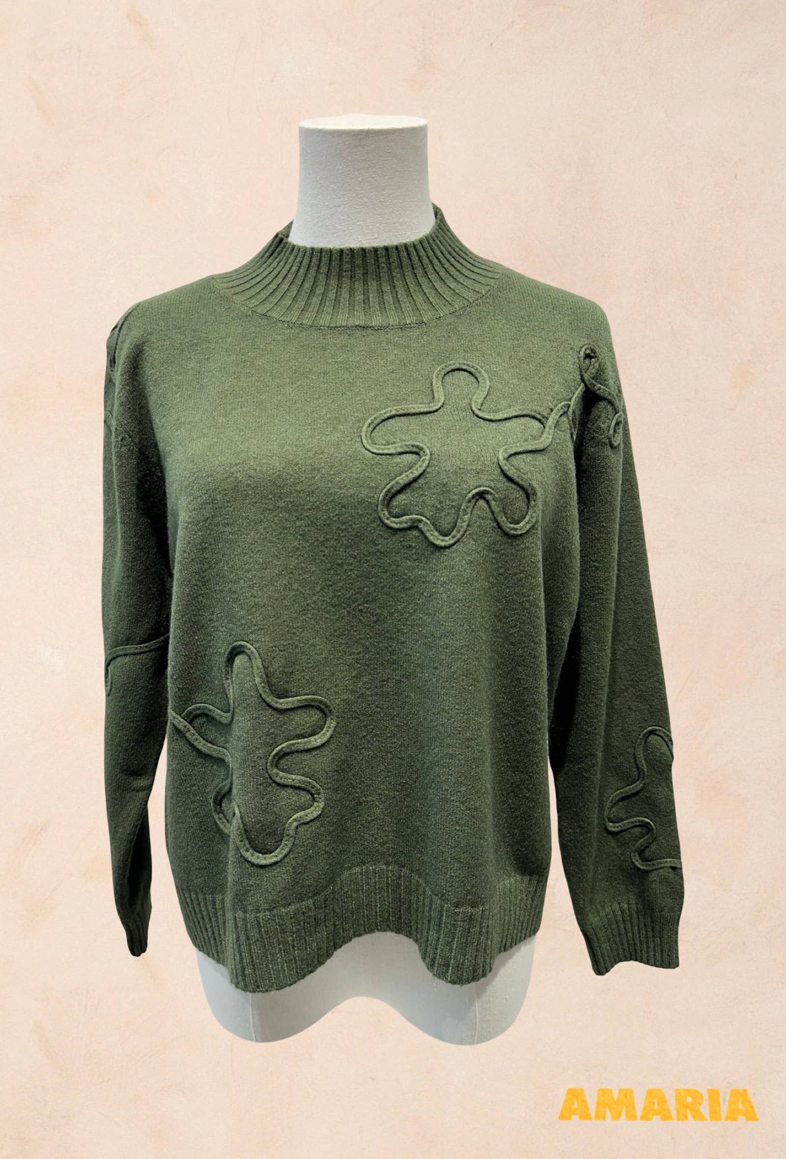 Pull Manches Longues à Motifs Reliefs Abstraits
