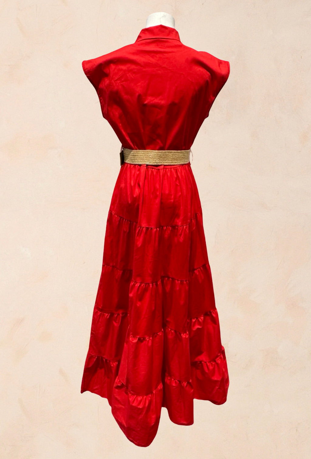 Robe chemise longue sans manches ceinture