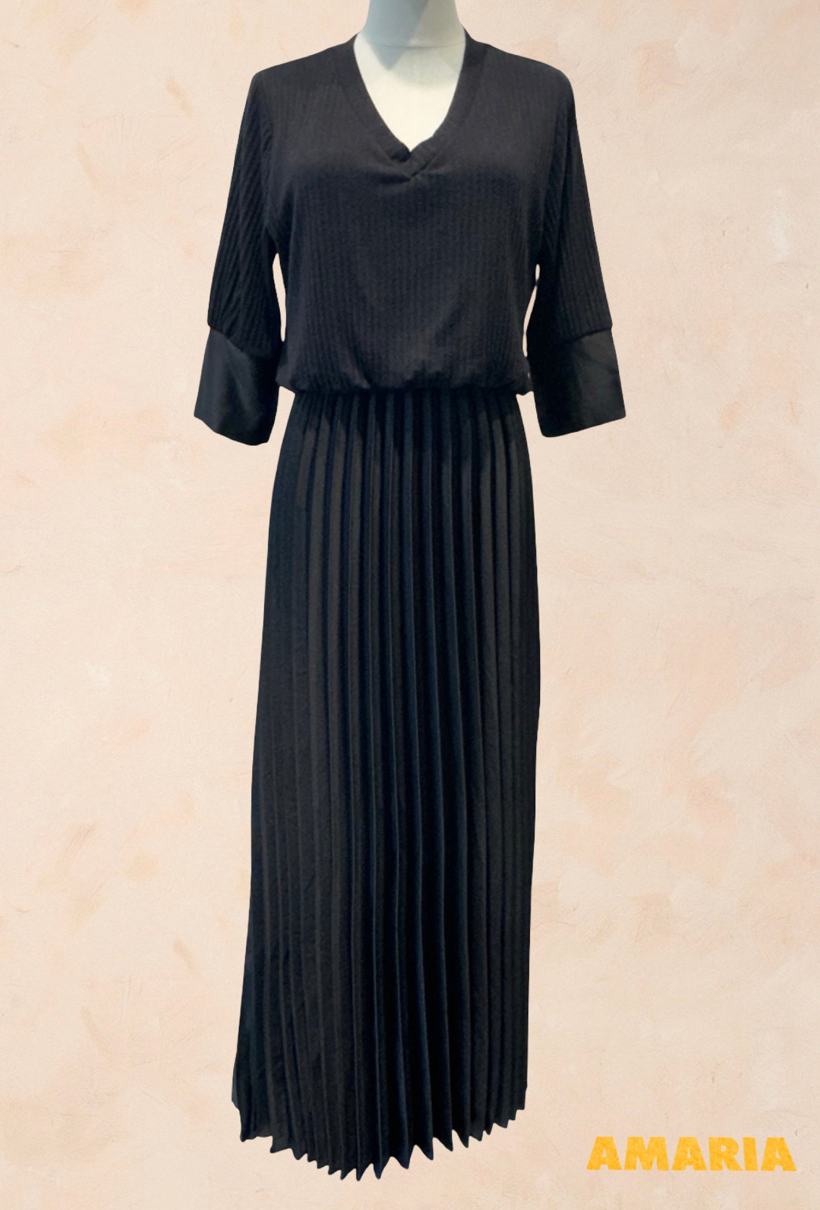Robe Bimatière Jupe Plissée Maille Cotelée - VISCOSE