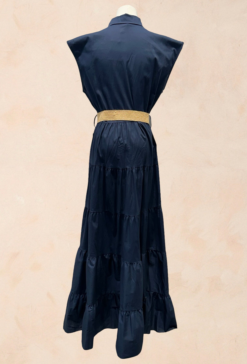 Robe chemise longue sans manches ceinture