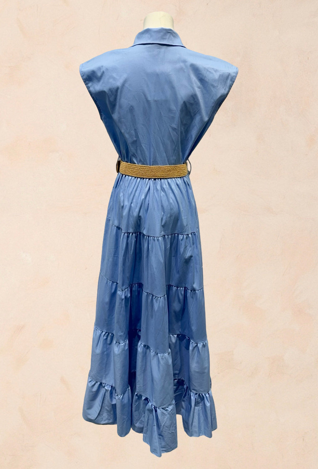 Robe chemise longue sans manches ceinture